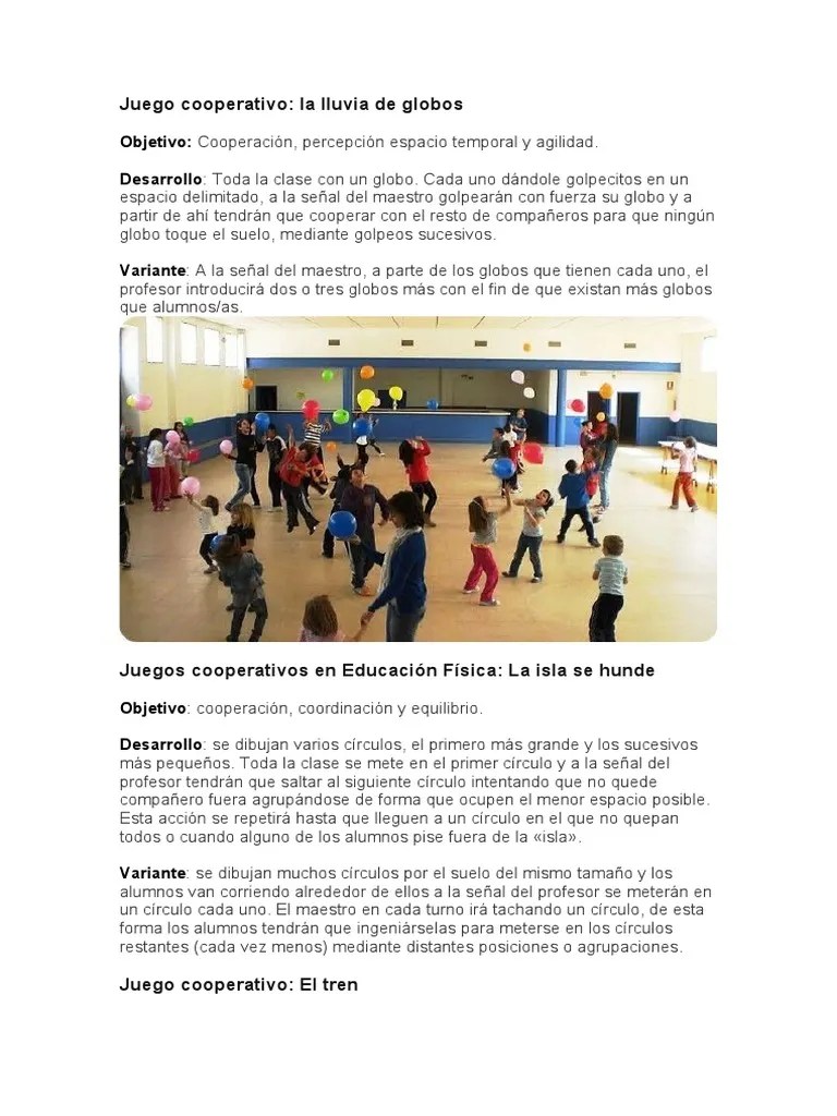 Juegos con globos para una divertida fiesta infantil · 1. Juego Cooperativo Pdf Percepcion Deportes