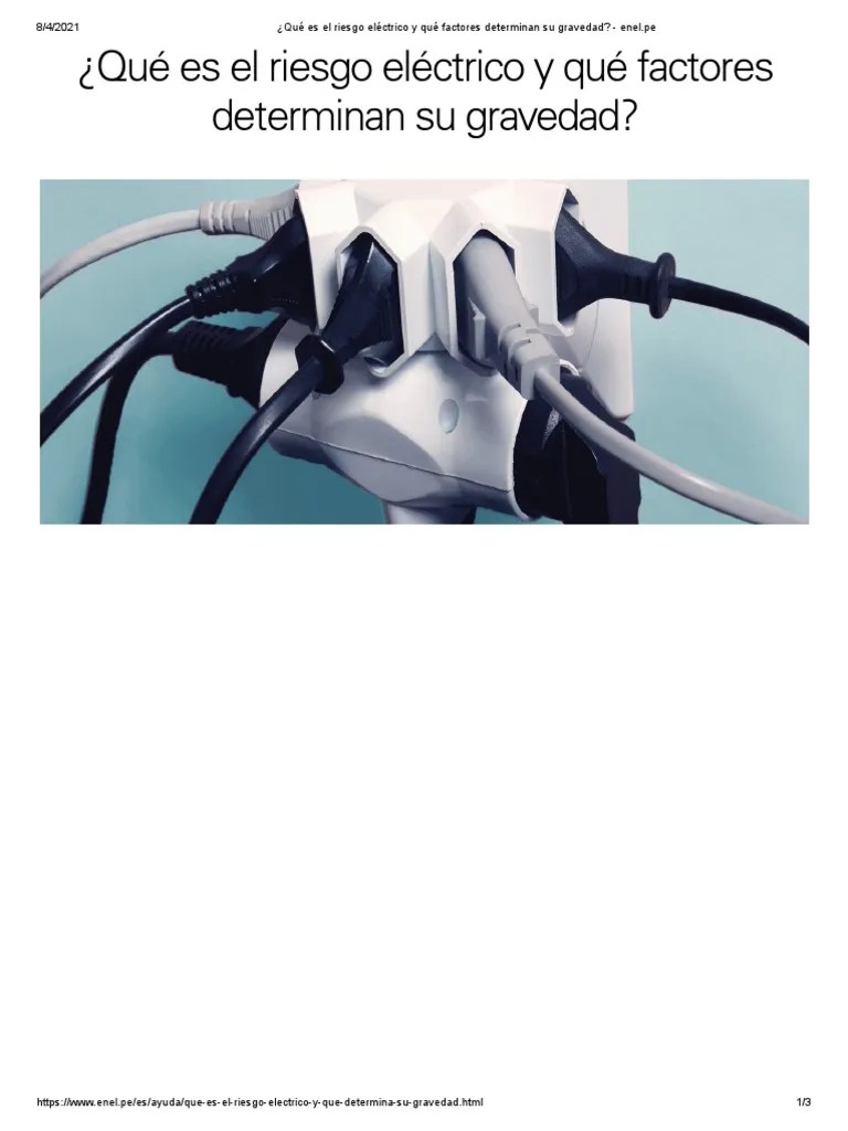 ¿Qué Es El Riesgo Eléctrico Y Qué Factores Determinan Su Gravedad - Enel - Pe | PDF | Fisiología ...