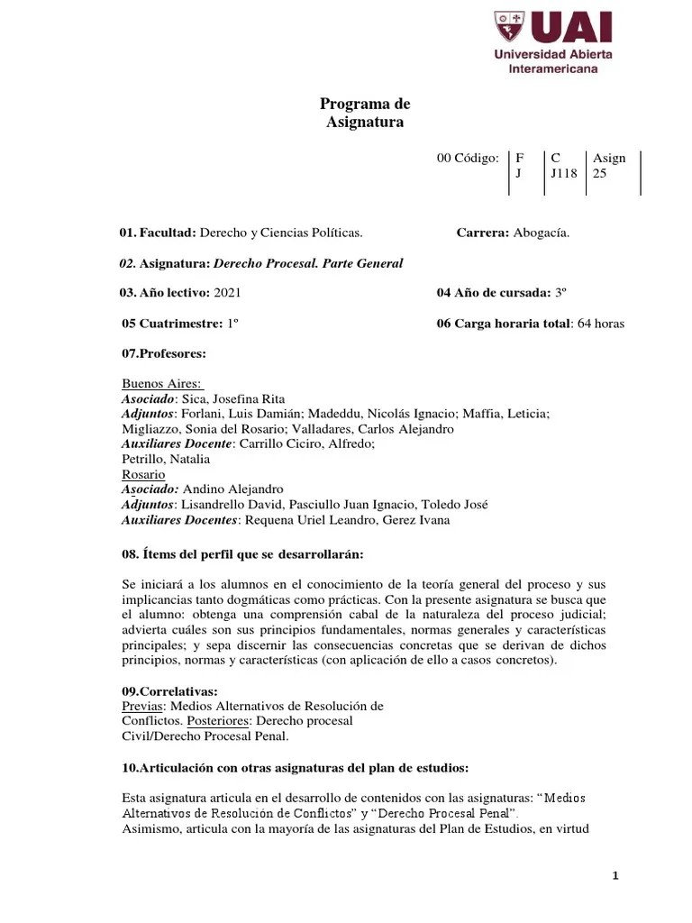 Derecho Procesal. Parte General - 2021 | PDF | Jurisdicción | Ley Procesal