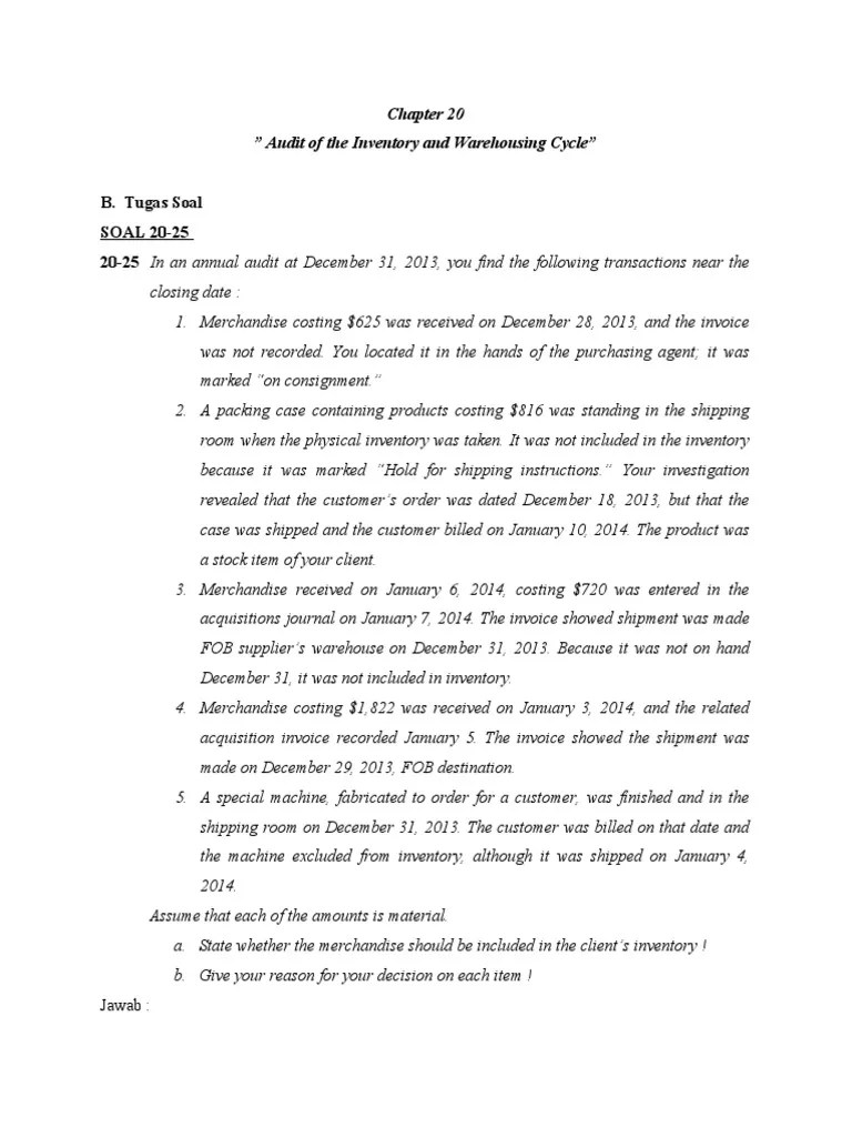Tugas 5 (Soal) Auditing II | PDF | Cargo | Inventory
