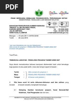 Contoh surat pengesahan sokongan majikan ringkasan kenyataan perkhidmatan untuk panggilan temuduga. Contoh Surat Panggilan Temuduga N27 Pdf