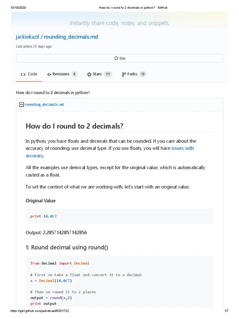 How Do I Round To 2 Decimals In Python - GitHub | PDF | Rounding ...