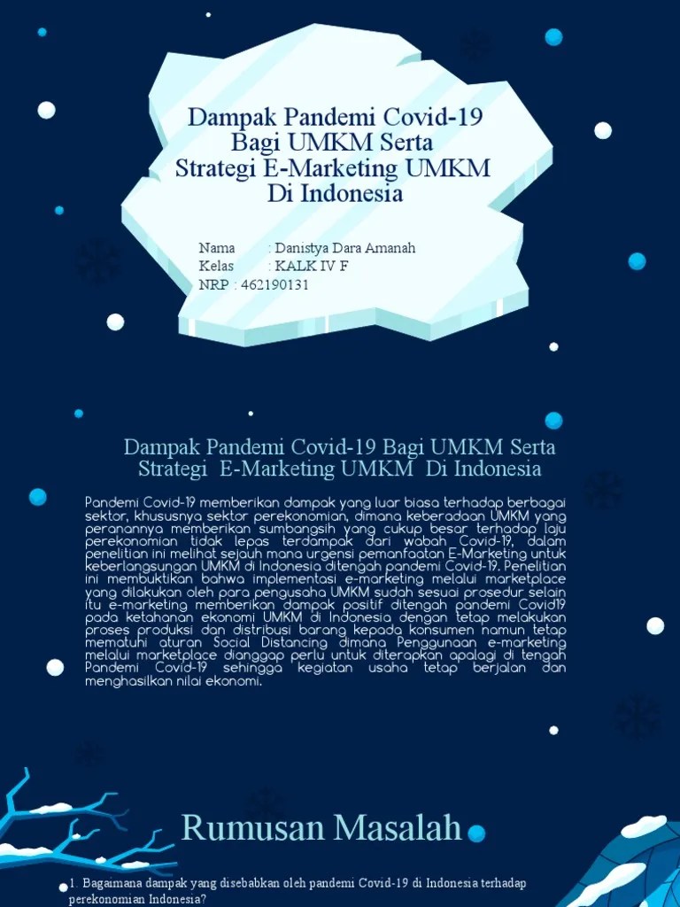 Dampak Pandemi Covid-19 Bagi UMKM Serta Strategi E-Marketing UMKM Di Indonesia | PDF