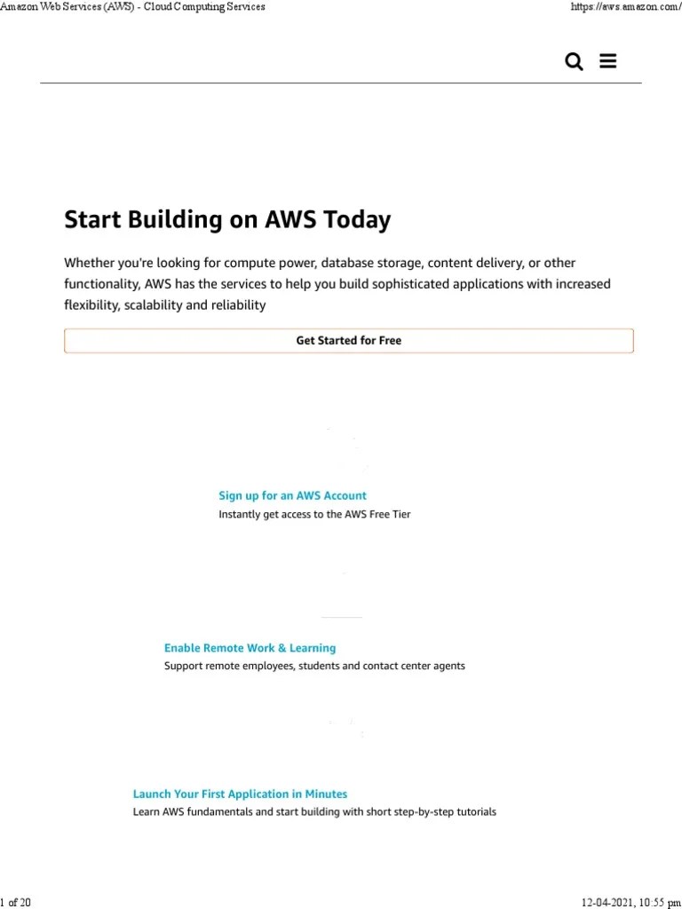 Amazon Web Services (AWS) - Cloud Computing Services | PDF | Amazon Web ...