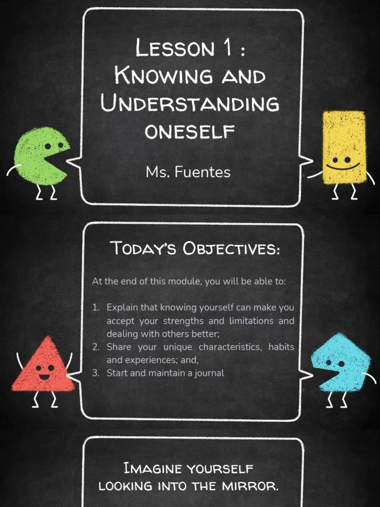 PD Lesson 1 Knowing And Understanding Oneself | PDF | Self | Self Concept
