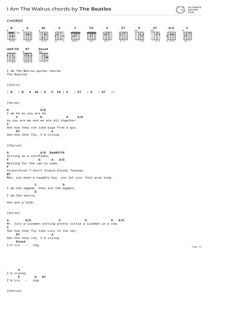I Am The Walrus Chords By The Beatles | PDF | Paul Mc Cartney | George Martin