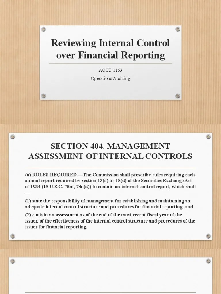 Review Of Internal Control Over Financial Reporting | PDF | Internal ...
