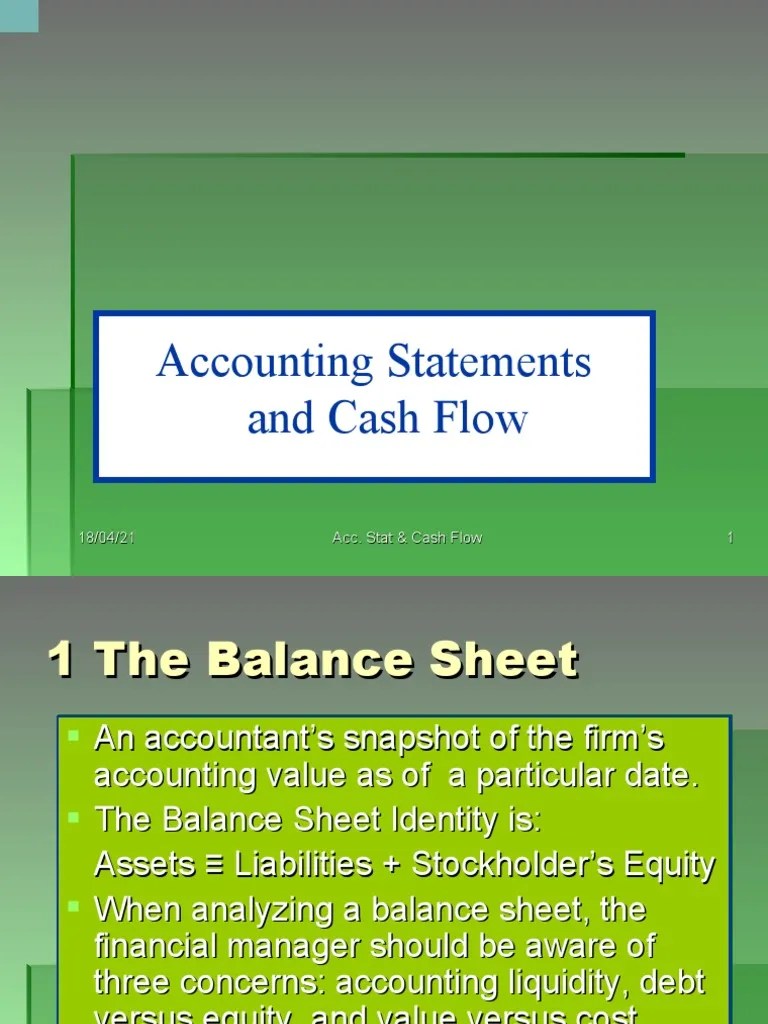 Accounting Statements And Cash Flow | PDF | Equity (Finance) | Balance ...