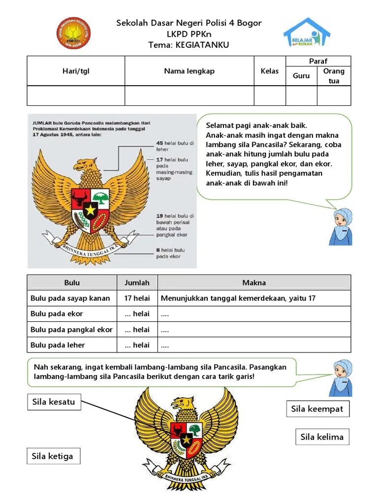 LK BDR PPKN Kelas 1 Simbol Sila Pancasila 19-10-2020 | PDF