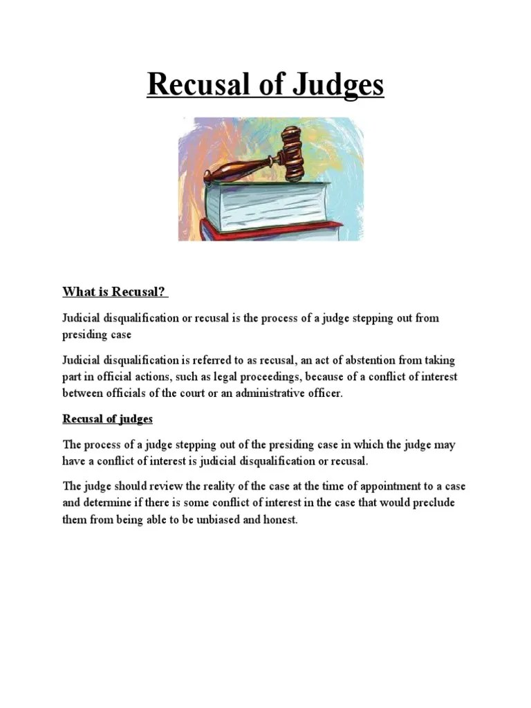 Recusal Of Judges | PDF | Judicial Disqualification | Conflict Of Interest