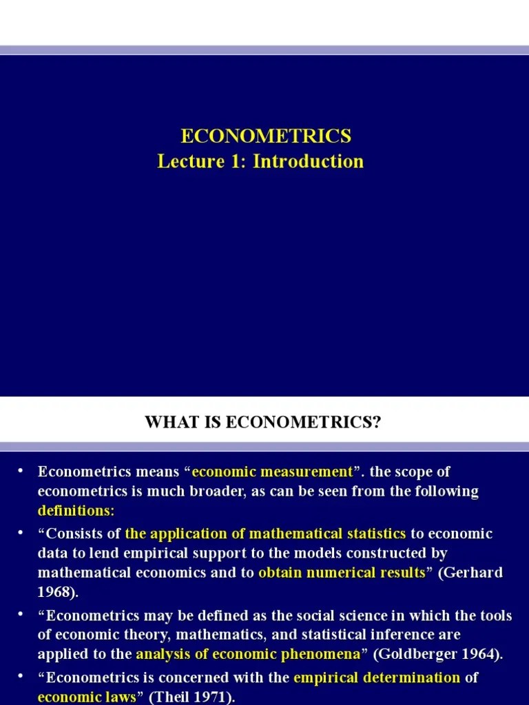 Econometrics Lecture 1: Introduction | PDF | Econometrics | Dependent ...