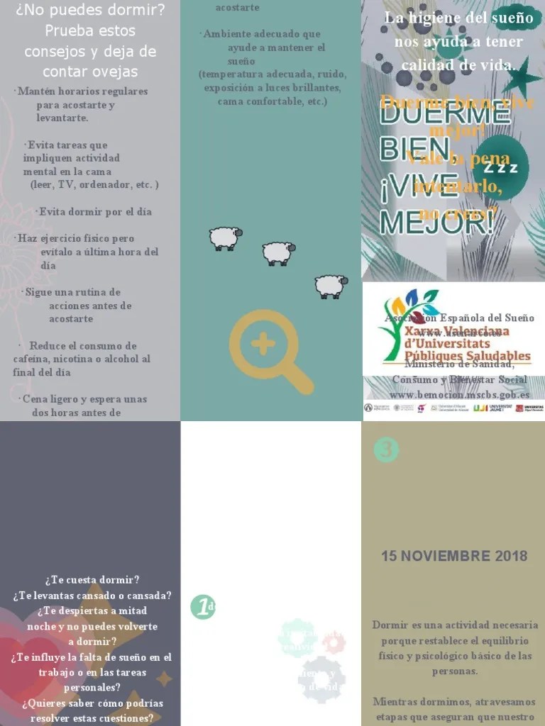 Triptico Duerme Bien Vive Mejor | PDF | Dormir | Bienestar