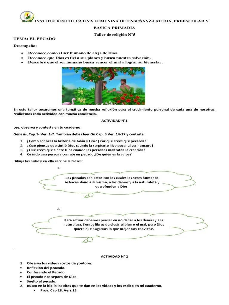 Taller El Pecado | PDF | Adán Y Eva | Pecado
