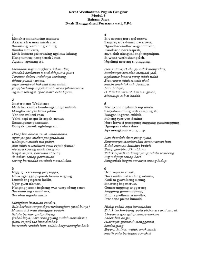Serat Wedhatama Pupuh Pangkur 3 | PDF