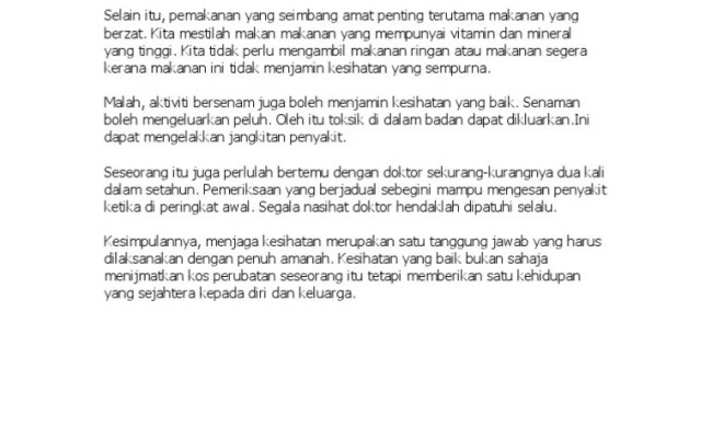 Kepentingan menjaga kebersihan diri, tubuh badan, pakaian dan alatan. Karangan Kepentingan Menjaga Kesihatan Diri Upsr Otosection