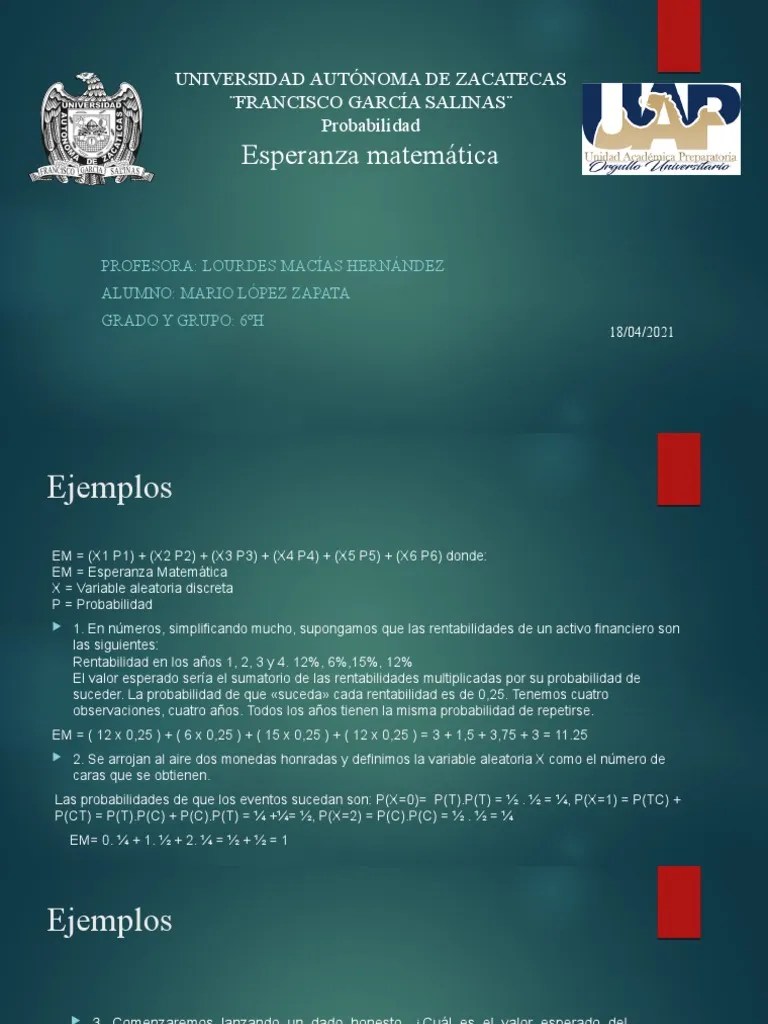 Las casillas donde se juega son las oscuras. Esperanza Matematica Pdf Valor Esperado Variable Aleatoria