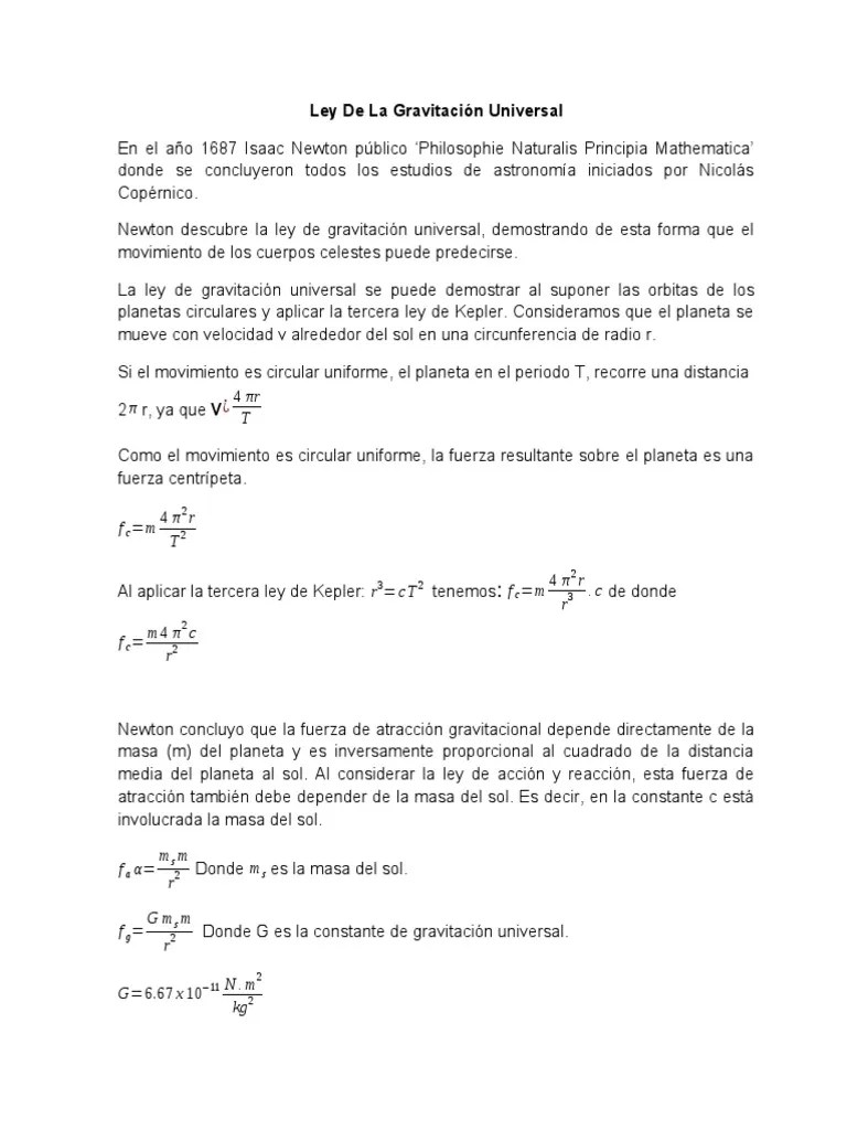 Ley De La Gravitación Universal Fisica | PDF | Ley De Newton De La Gravitación Universal | Luna