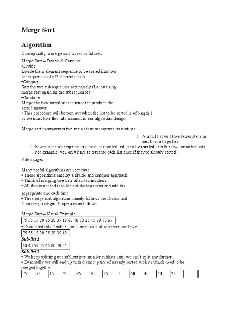 Merge Sort - A Divide And Conquer Algorithm | PDF | Mathematical Logic ...