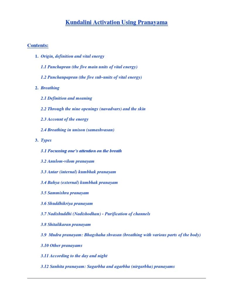 Kundalini Activation Using Pranayama | PDF | Kundalini | Breathing