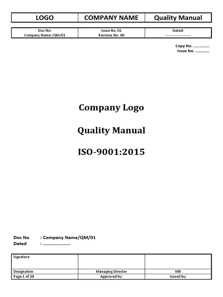 Quality Manual ISO-9001 2015 | PDF | Quality Management System | Iso 9000