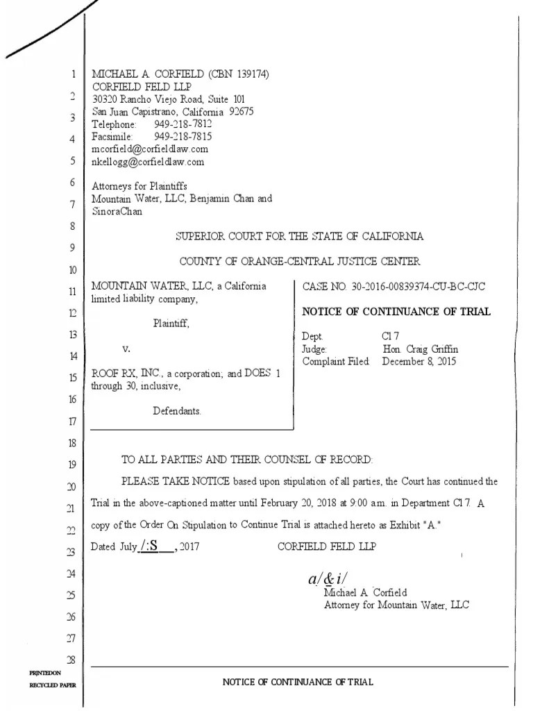 Notice of settlement.