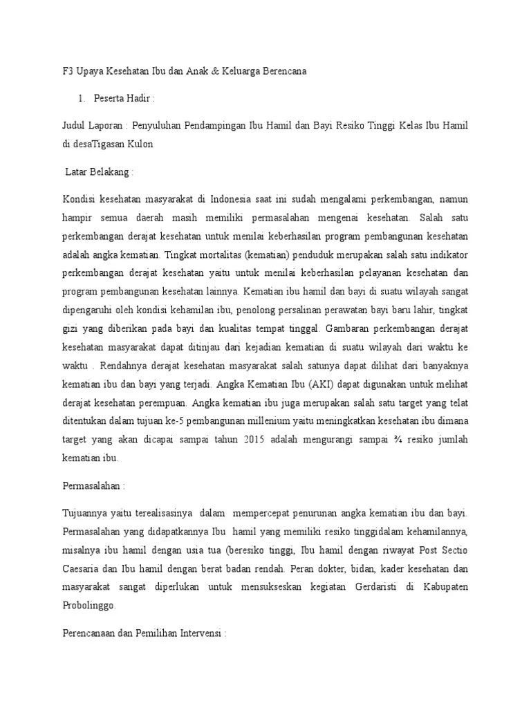 F3 Upaya Kesehatan Ibu Dan Anak | PDF