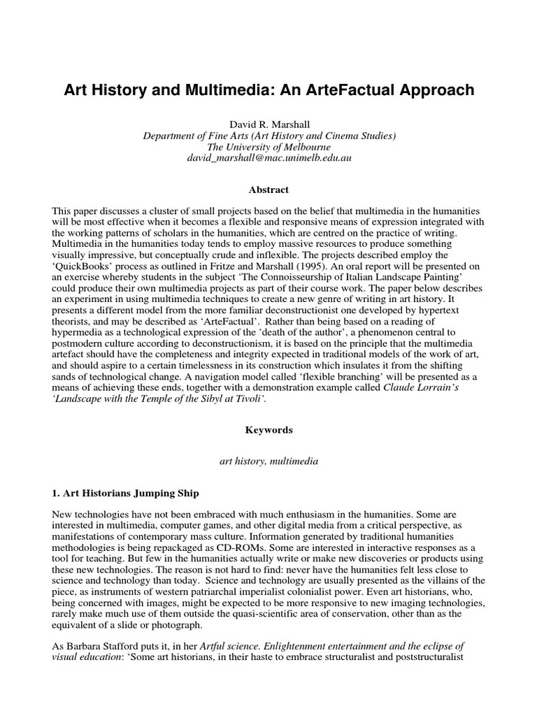 Art history and multimedia: an artefactual approach