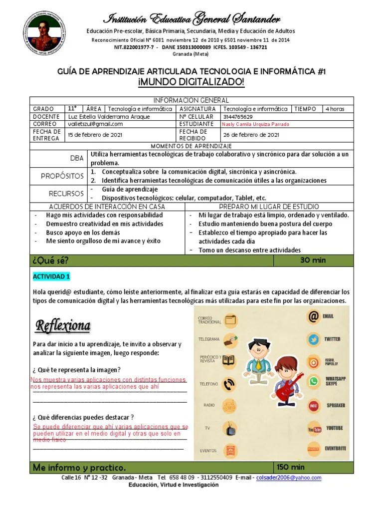 Guia De Aprendizaje #1 Tecnologia E Informatica Terminada | PDF | Chat En Linea | Gmail