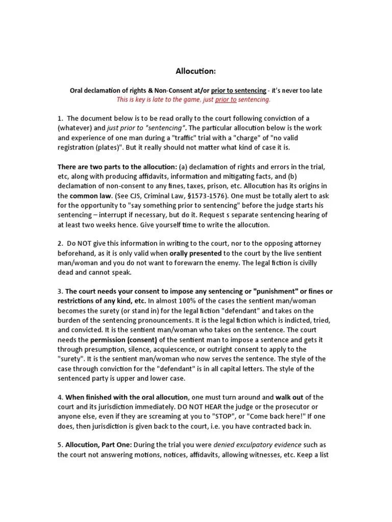 Allocution At Sentencing To Dismiss | PDF | Sentence (Law) | Trials