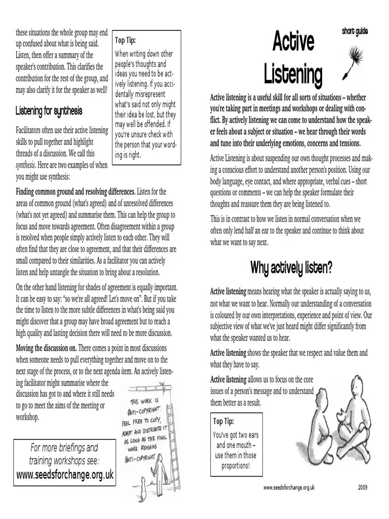 Active Listening: Why Actively Listen? | PDF | Facilitator | Body Language