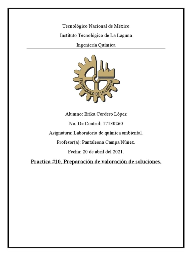 Practica #10, Preparación De Soluciones | PDF | Concentración | Solución