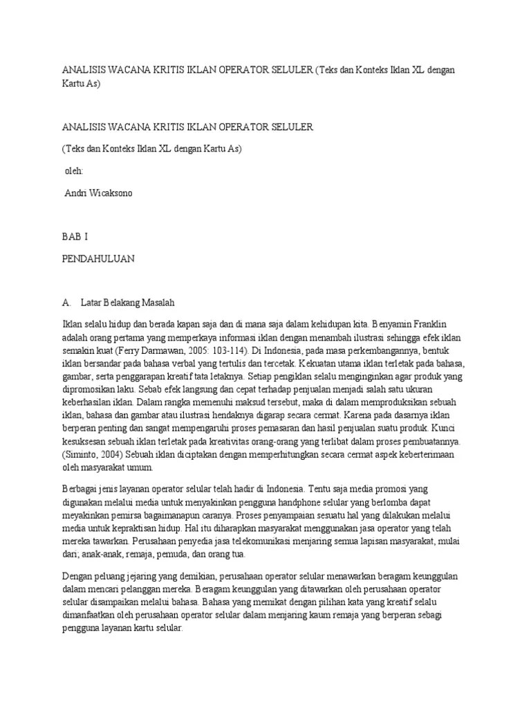 Analisis Wacana Kritis Iklan Operator Seluler | PDF
