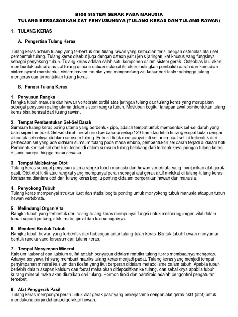 Kondrin menyebabkan tulang rawan bersifat lentur, licin dan kuat. Cat Tulang Keras Dan Tulang Rawan Pdf
