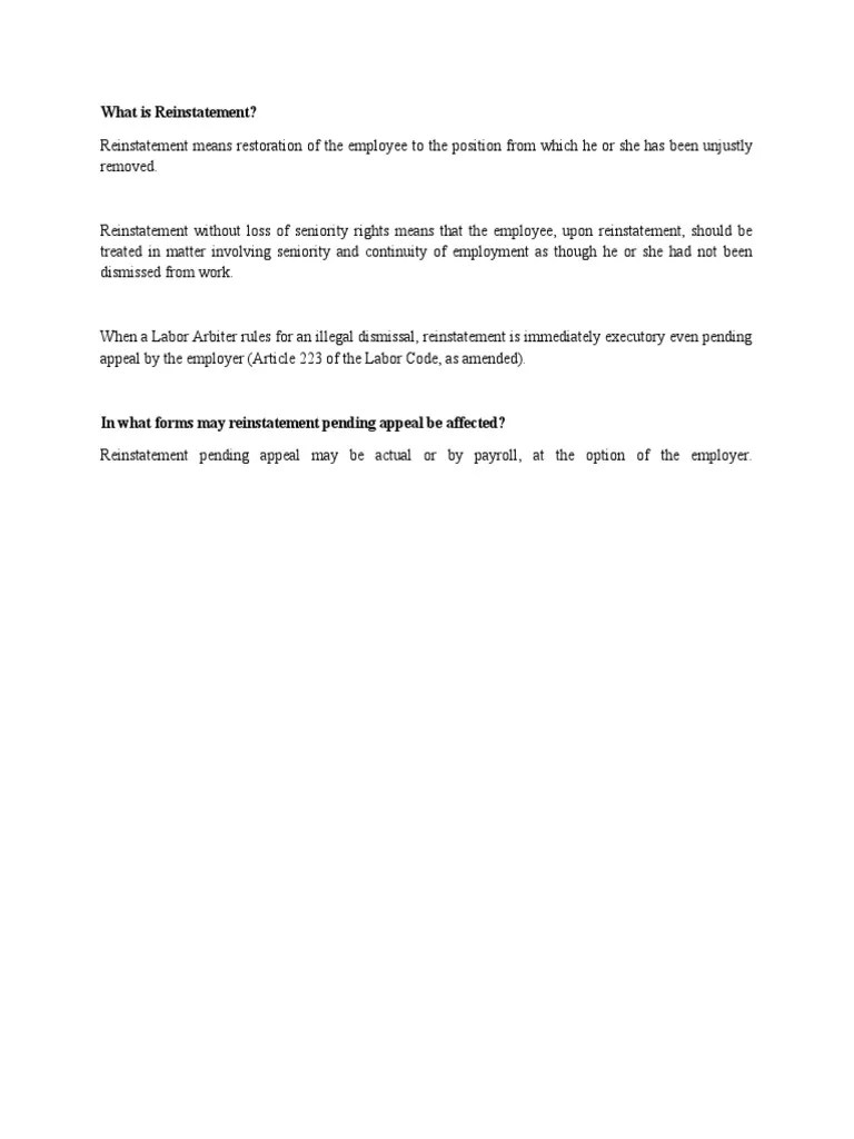 What Is Reinstatement | PDF