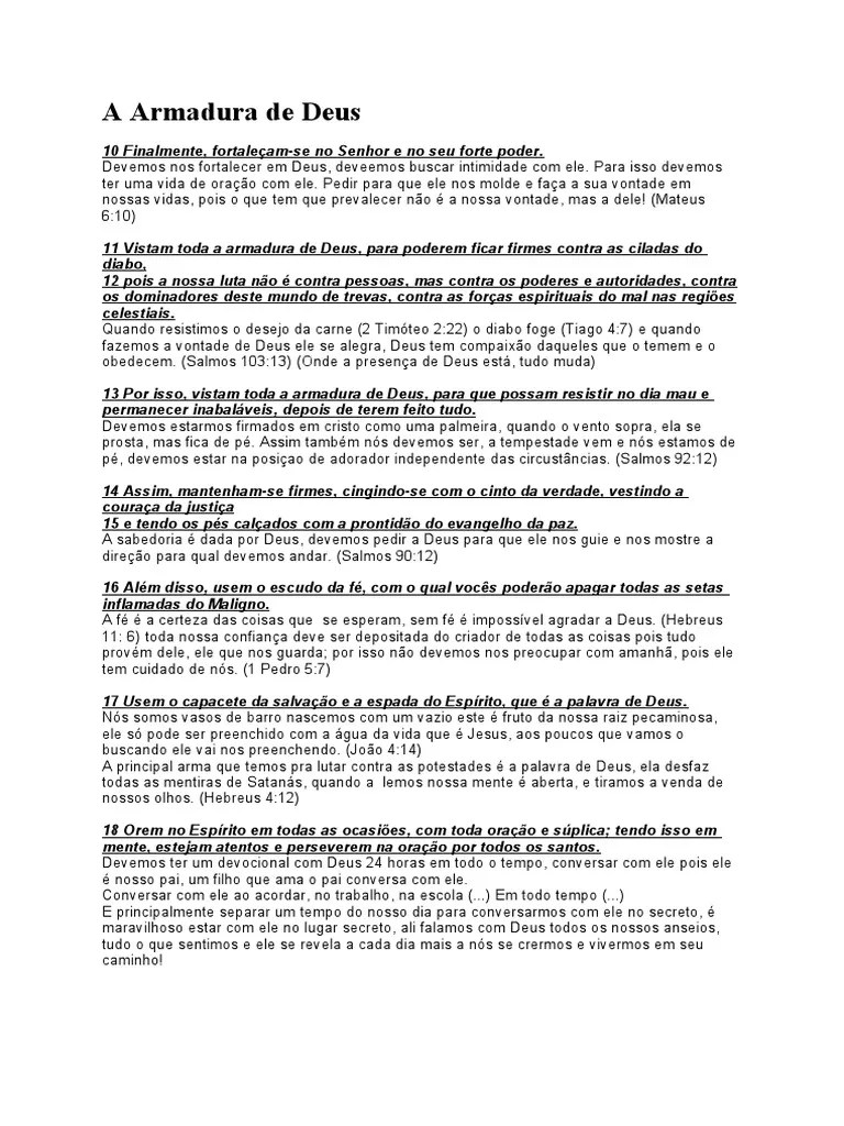 A Armadura De Deus | Download Grátis PDF | Oração | Fé