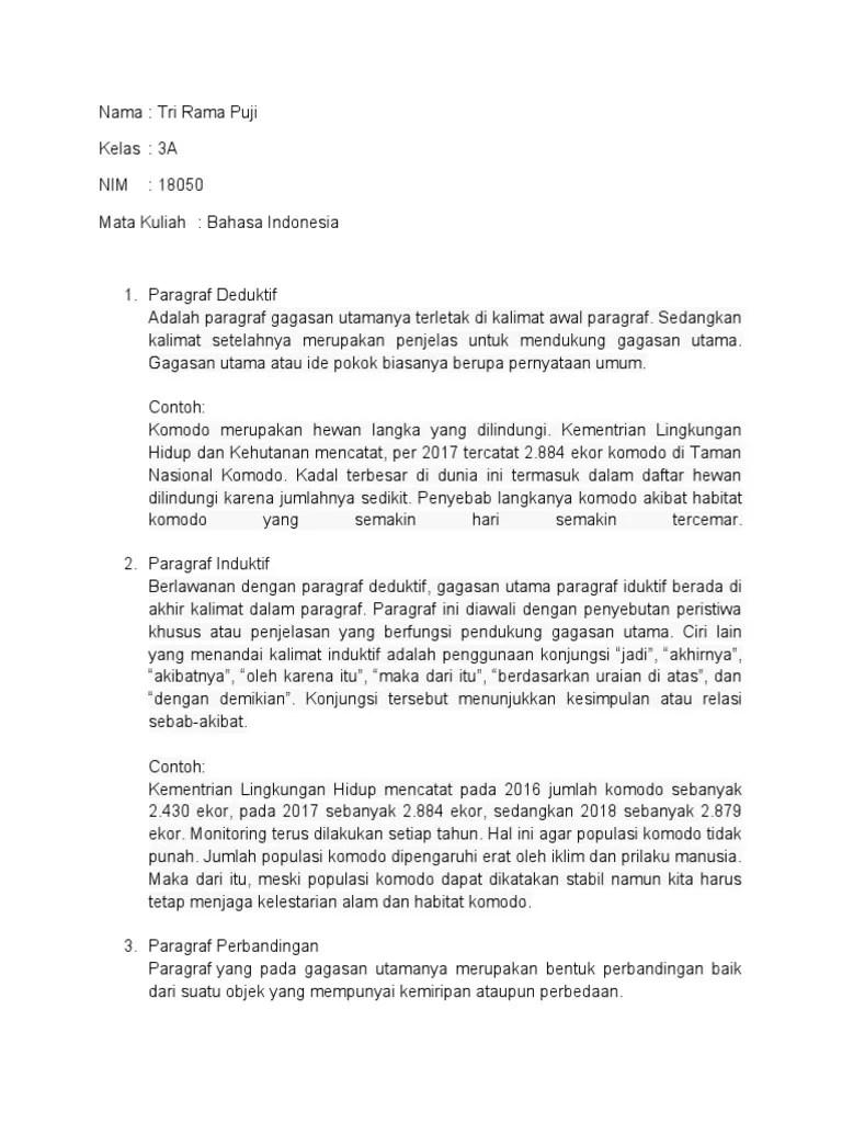 Tugas Bahasa Indonesia Tri Rama Puji 18050 Paragraf | PDF