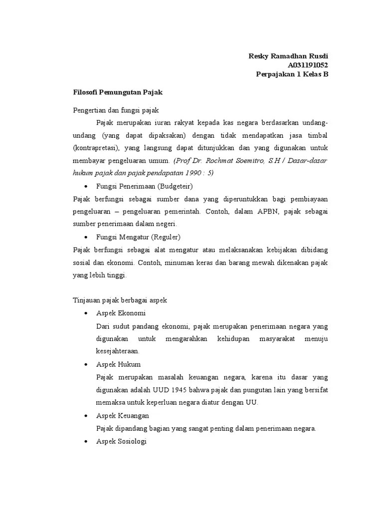 RMK 1 - Filosofi Pemungutan Pajak | PDF