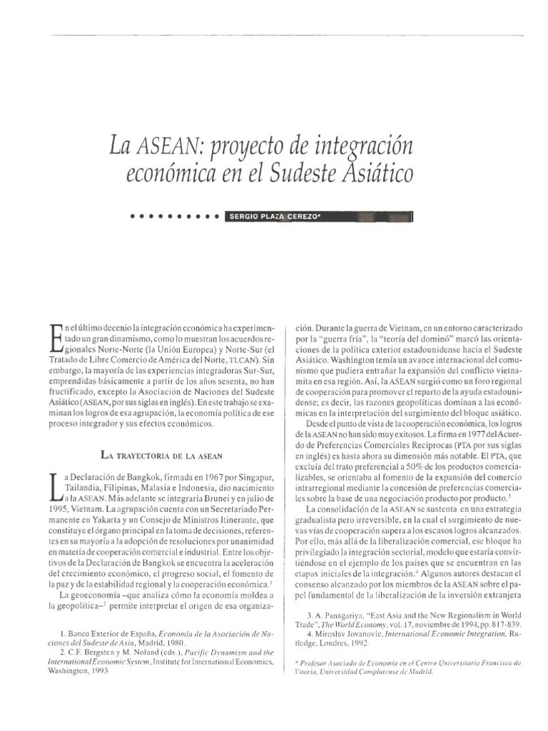 Asean Como Proyecto De Integración | PDF | Malasia | Asia