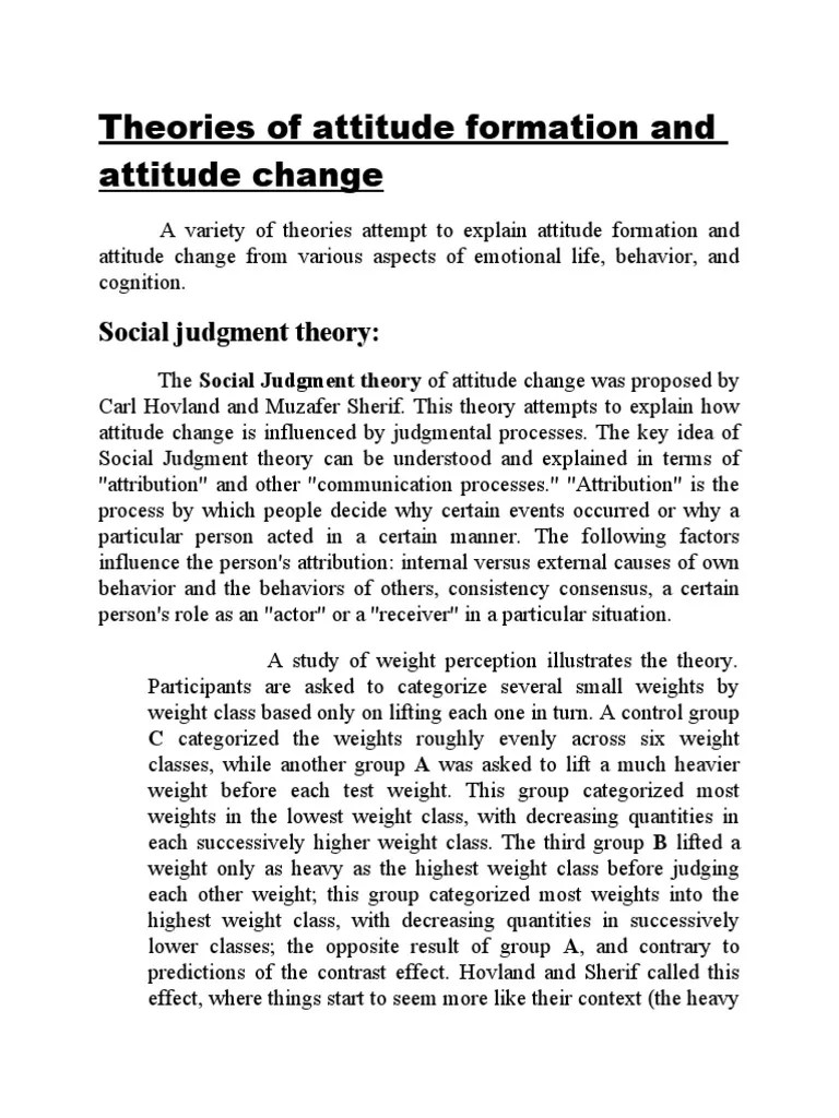 Theories Of Attitude Formation And Attitude Change | PDF | Attitude (Psychology) | Psychological ...