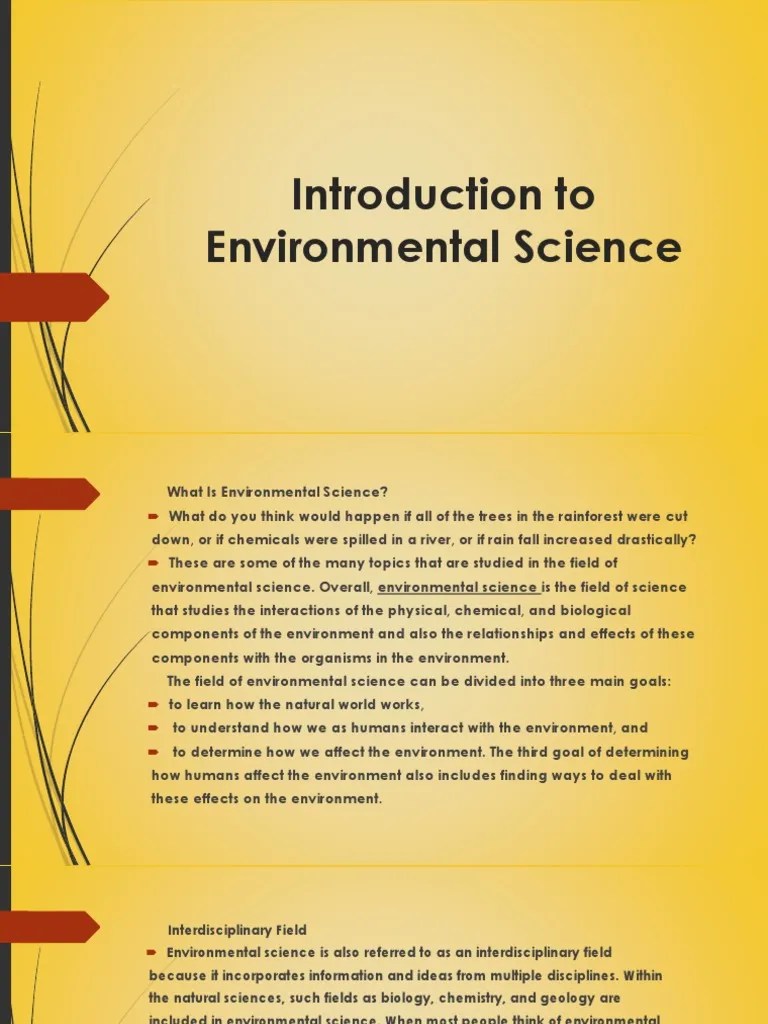 Introduction To Environmental Science | Download Free PDF ...