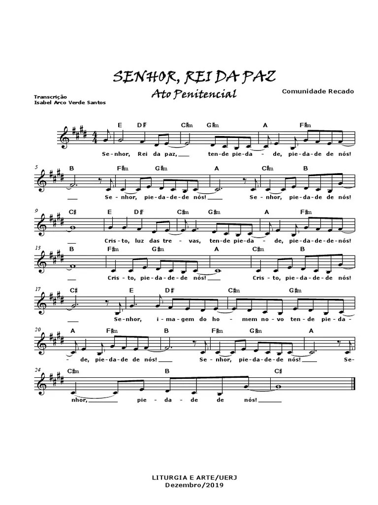Senhor, Rei Da Paz - Partitura Com. Recado | PDF
