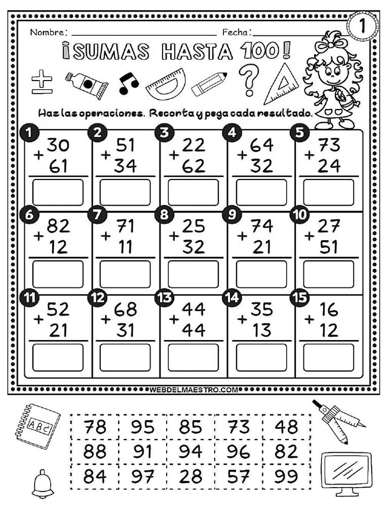 Sumas Para Niños De Primero De Primaria 1 | PDF