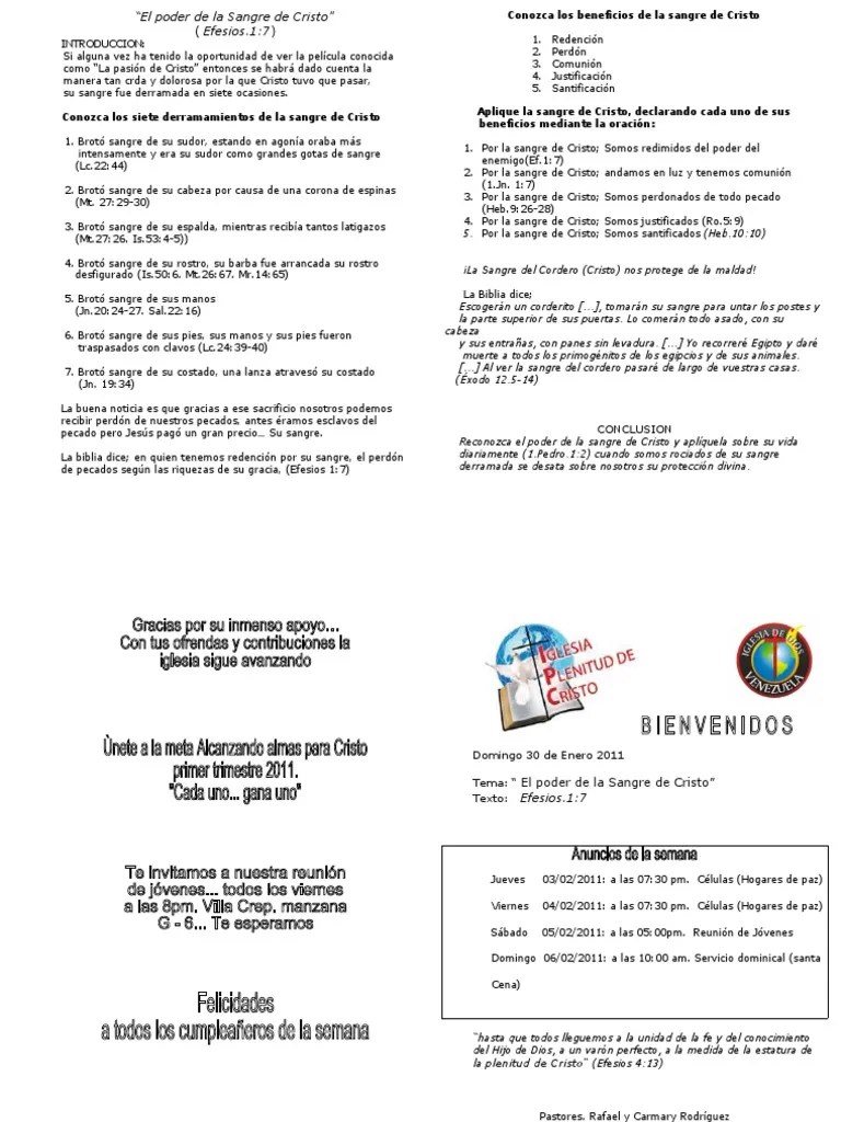 El Poder De La Sangre De Cristo | PDF | Creencia Y Doctrina Cristiana | Cristo (título)
