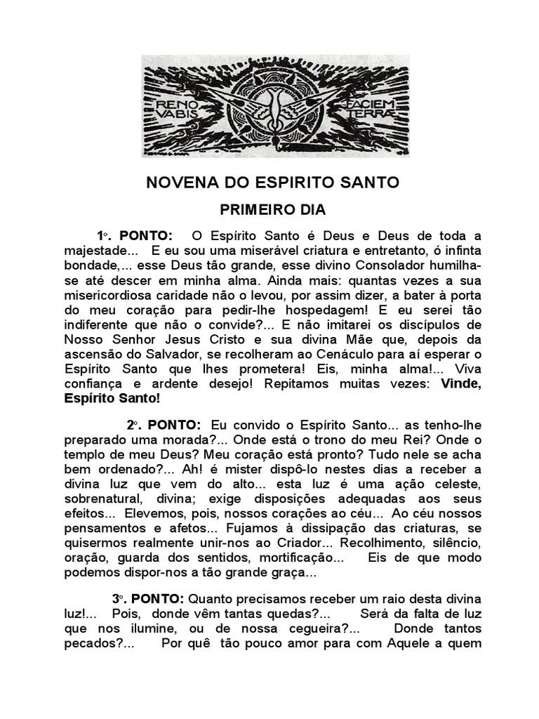 Novena Do Espirito Santo Para Ler | PDF | Pecado | Espírito Santo (religião)