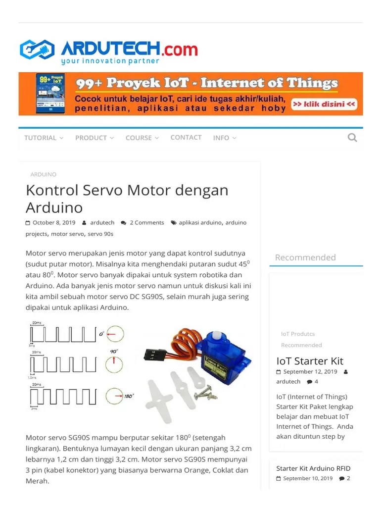 Kontrol Servo Motor Dengan Arduino | PDF