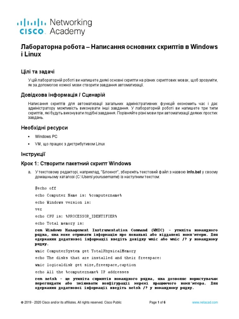 14 Lab - Write Basic Scripts In Windows And Linux | PDF