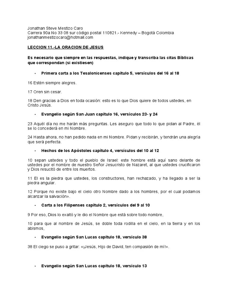Leccion 11 La Oracion De Jesus | Descargar Gratis PDF | Oración ...