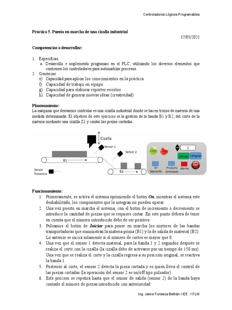 Practica 5 PLC | PDF | Controlador Lógico Programable | Ingeniería Informática