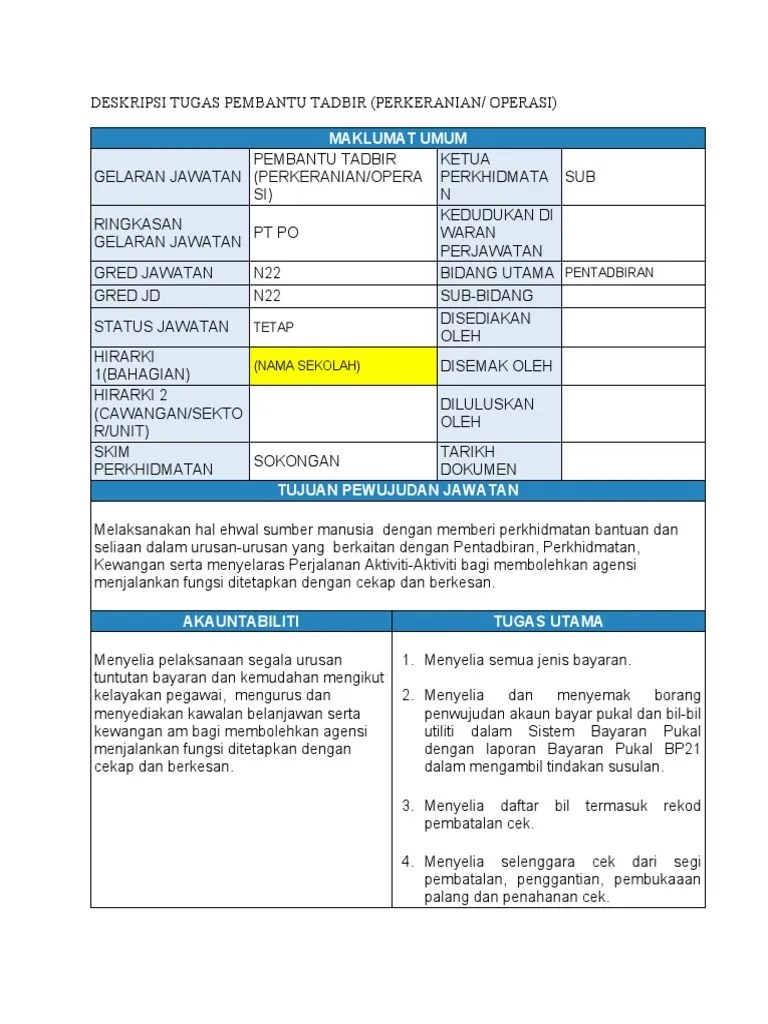 Ketua penolong setiausaha disediakan oleh. Jd Pembantu Tadbir N22 Pdf