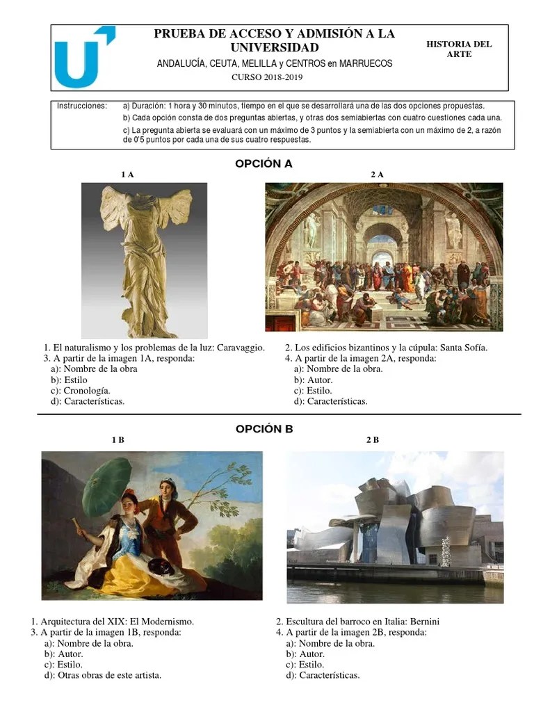 Exámenes Historia Del Arte - A Y B | PDF